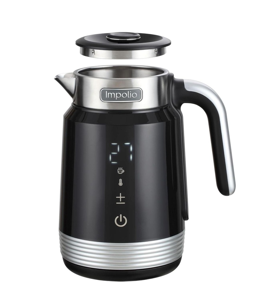 Retro Novo Wasserkocher Doppelwandig Edelstahl 1.7 Liter, 2200W, Schwarz-Silber