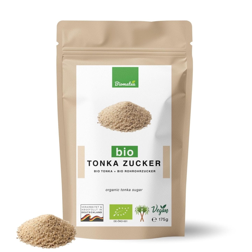 Bio Tonka Zucker 175 g – Aromatischer Tonkabohnen Zucker – Feiner Duft nach Vanille & Mandel, organik Tonkazucker