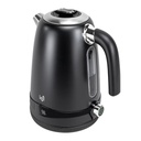 Edelstahl Retro Wasserkocher Vintage Design in Schwarz mit LCD digital Display , 1,7 Liter