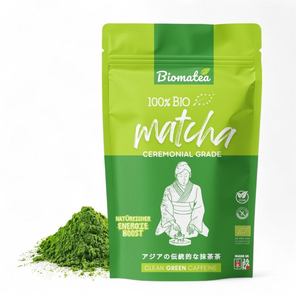 Biomatea 100g Bio Matcha Tee Pulver, Ceremonial aus Japan, single Origin