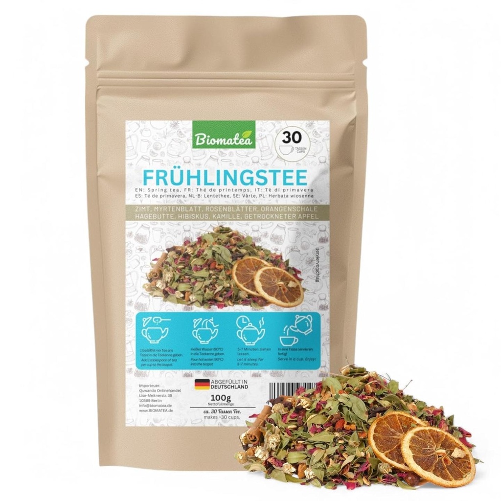 Frühlingstee, 100 g aromatische Kräuter-Früchtetee-Mischung