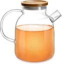Glas Teekanne mit Siebeinsatz & Holzdeckel 1800ml