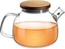 Glas Teekanne mit Siebeinsatz & Holzdeckel 580ml