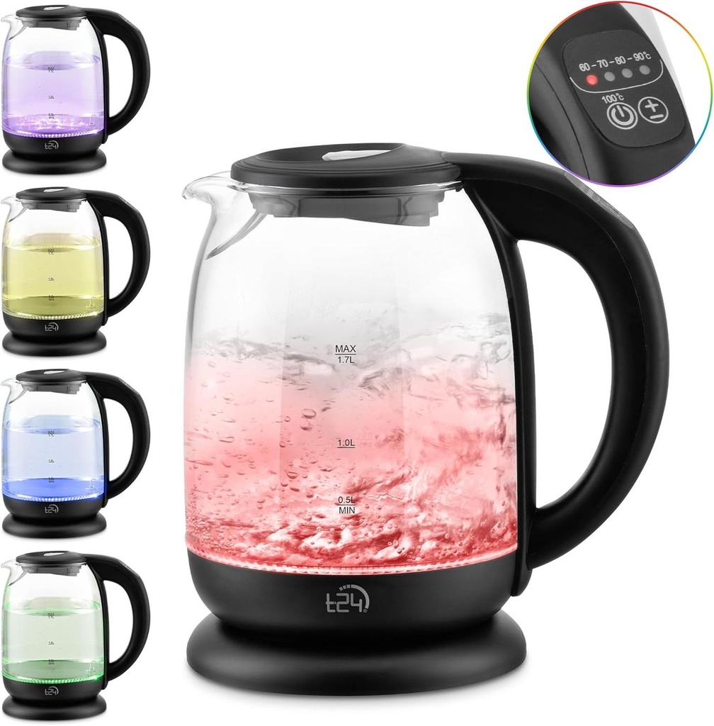 Glas Wasserkocher, 1.7 Liter, Temperatureinstellung