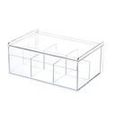 Acryl Teebox & Schmuck-Organizer – Transparente Aufbewahrungsbox mit 6 Fächern