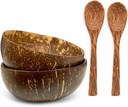 Kokosnuss 4tlg. Schalen Set – 2 Bowl Schüssel + 2 Löffel – Handgefertigt