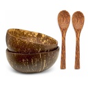 Bee´s Bites Kokosnuss Schalen Set – 2x Kokos-Bowl Schüssel + 2x Löffel – Handgefertigt, Vegan, Natürlich, Chemiefrei, Plastikfrei – Perfekt für Smoothie Bowls.