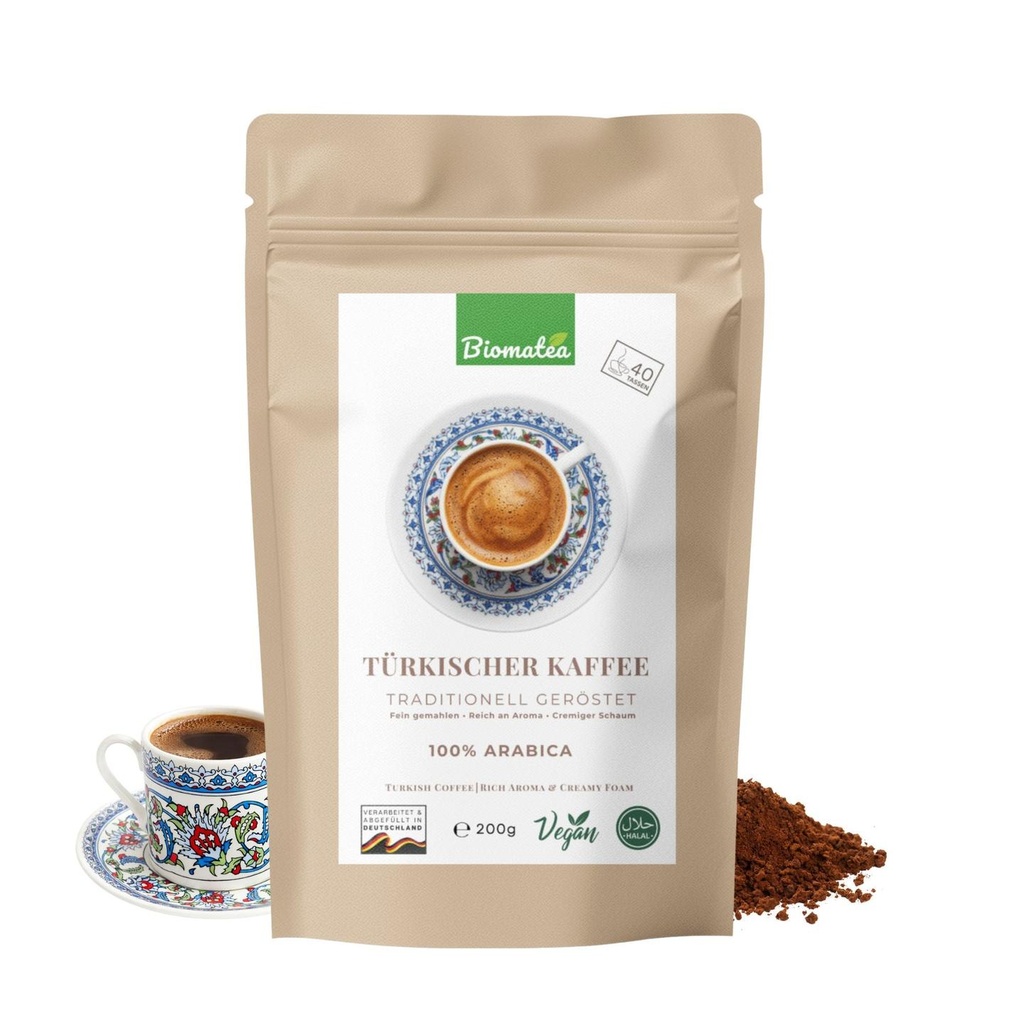 Türkischer Kaffee 200g – 100% Arabica, fein gemahlen, traditionell geröstet, intensives Aroma, ideal für Cezve & Espressokocher